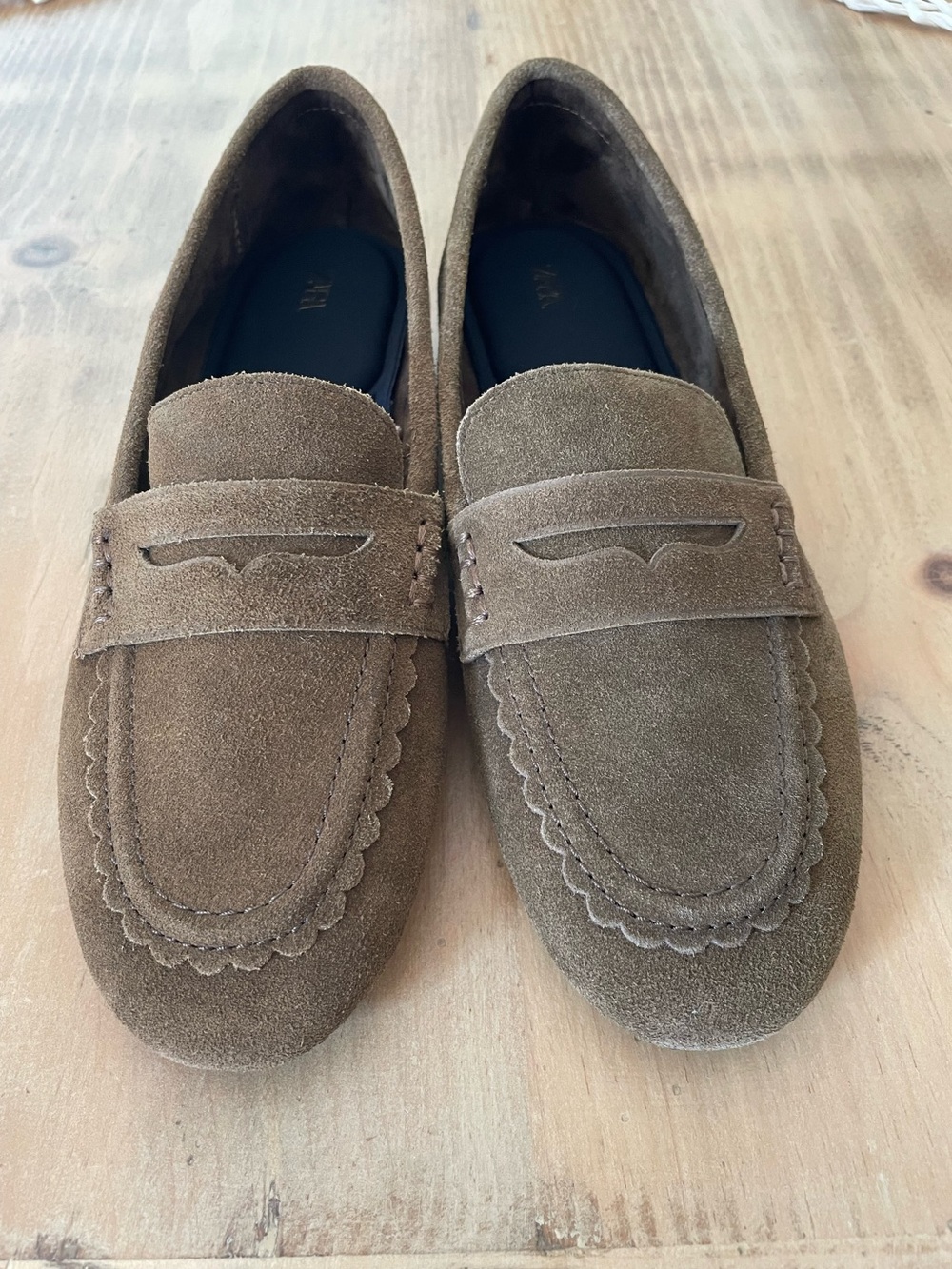 Zara Suede penny toe Loafers